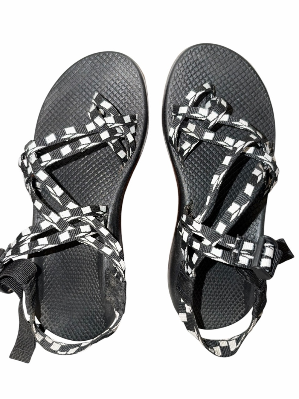 Chaco Women's Black and White Check Strap Sandals